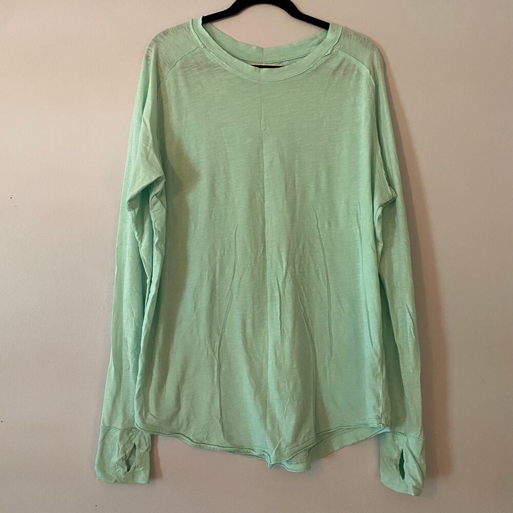 We The Free Teal Blue Oversized Long Sleeve Loungewear Top Women's size Medium